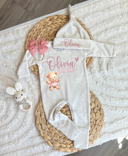 Baby Girl Personalized Romper Outfit - Olivia Rose