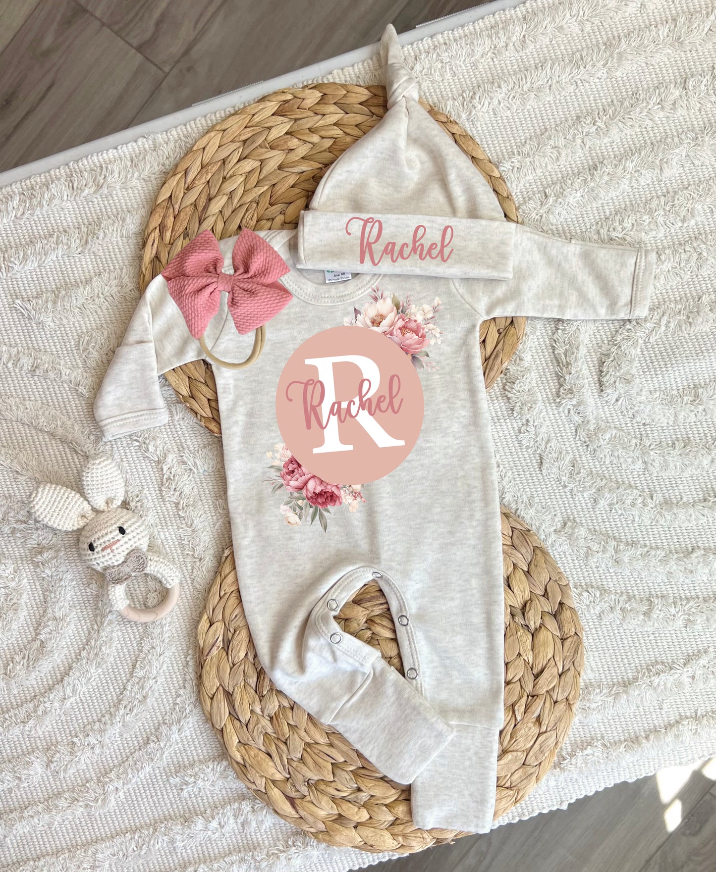 Baby Girl Personalized Romper Outfit - Rachel